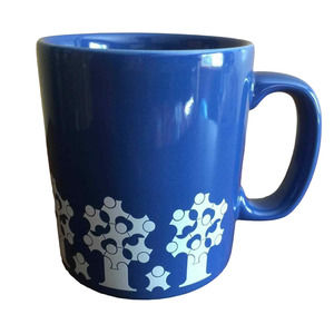 Vtg Kiln Craft Tree of Life Coffee Mug Tea Cup Blue White Staffordshire England